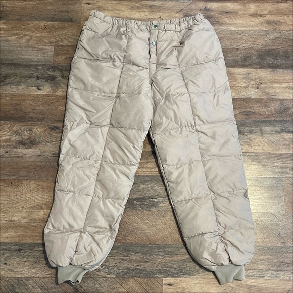 VintageSears Sports Center Quilted Down Puffer Pants Tan